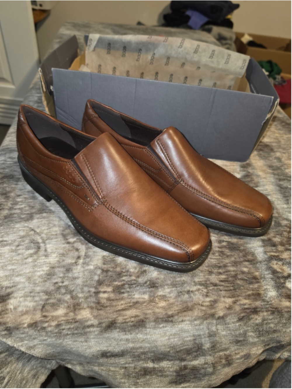 ECCO New Jersey Men’s Leather Slip On Dress Shoes Mink Brown EU 44 US 10-10.5